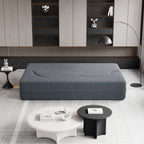 Grey 78 Convertible Teddy Fabric Loveseat Foam-Filled Floor Sofa Bed with 2 Pillows and Folding Mattress for Living Room