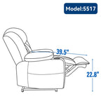 Grey Chenille Power Lift Recliner with Massage, Lumbar Heating, USB & Type-C Ports, and Stainless Steel Drink Holders