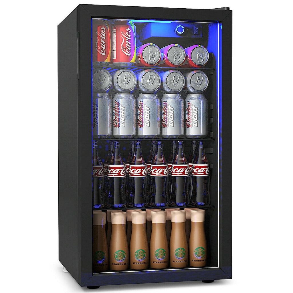 Gymax 120 Can Beverage Refrigerator Beer Wine Soda Drink Cooler Mini