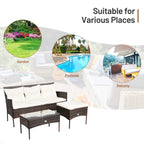 Gymax 3PCS Patio Rattan Sectional Conversation Furniture Set w/ Off - See Details