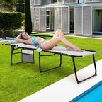 Gymax Folding Beach Lounger Chaise Lounge Chair w/ Pillow 4-Level
