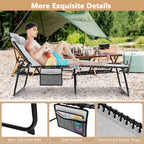 Gymax Folding Beach Lounger Chaise Lounge Chair w/ Pillow 4-Level