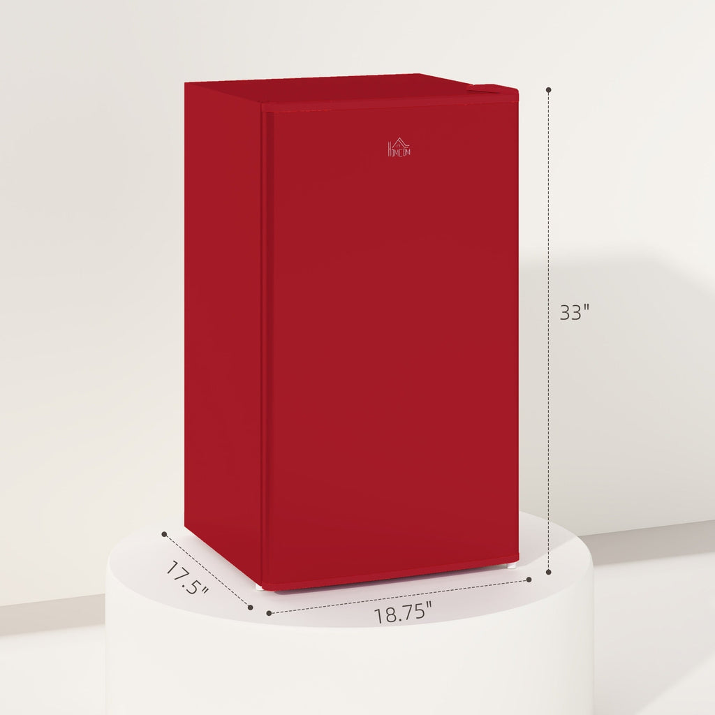 HOMCOM 3.2 Cu.Ft Mini Fridge with Freezer, Single Door Compact Refrigerator with Adjustable Thermostat for Bedroom