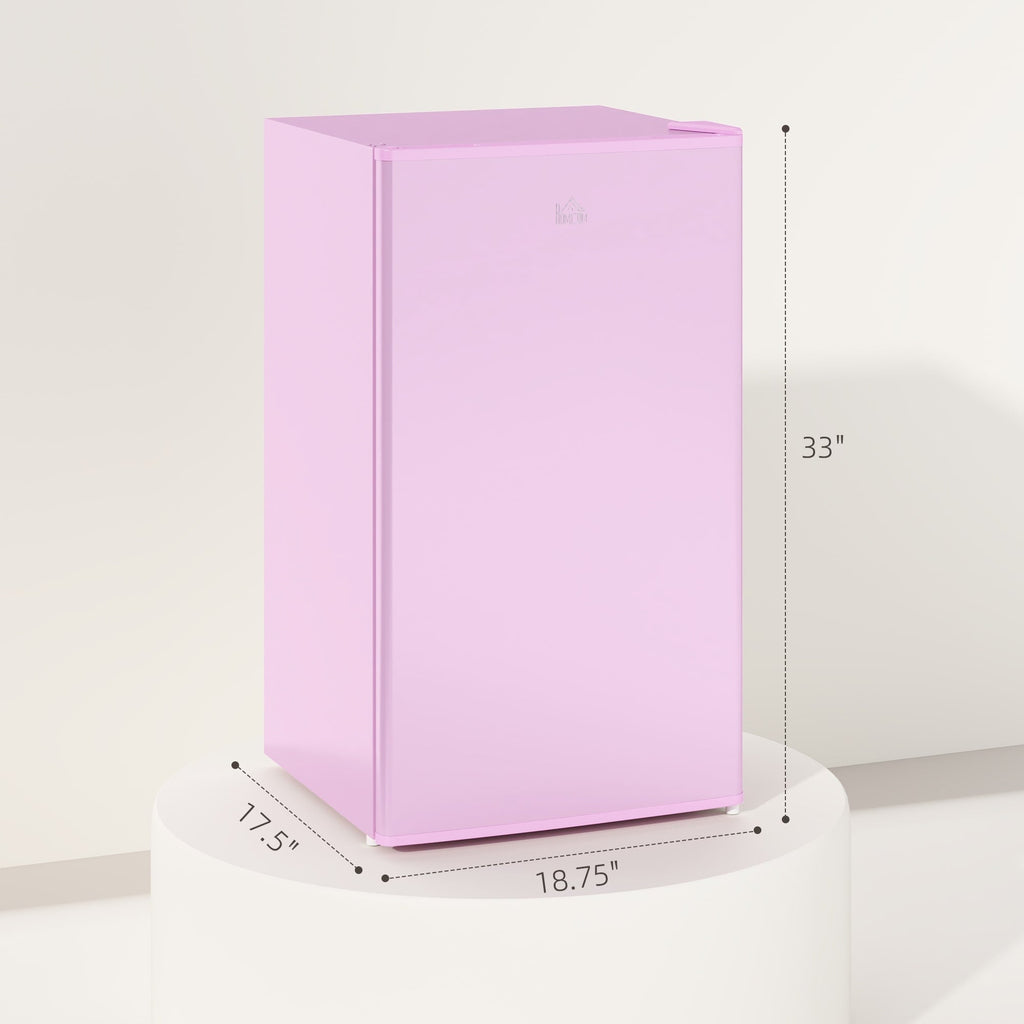 HOMCOM 3.2 Cu.Ft Mini Fridge with Freezer, Single Door Compact Refrigerator with Adjustable Thermostat for Bedroom