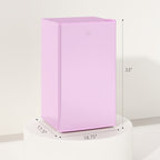 HOMCOM 3.2 Cu.Ft Mini Fridge with Freezer, Single Door Compact Refrigerator with Adjustable Thermostat for Bedroom