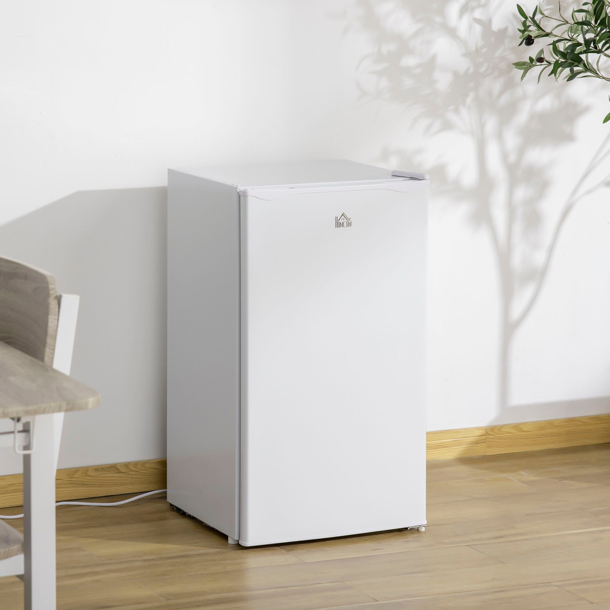 HOMCOM 3.2 Cu.Ft Mini Fridge with Freezer, Single Door Compact Refrigerator with Adjustable Thermostat for Bedroom