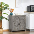 HOMCOM 32 Farmhouse Barn Door Style Sideboard Cabinet,Buffet Storage Cabinet Coffee Bar for Living Room or Entryway
