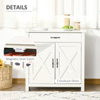 HOMCOM 32 Farmhouse Barn Door Style Sideboard Cabinet,Buffet Storage Cabinet Coffee Bar for Living Room or Entryway