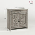 HOMCOM 32 Farmhouse Barn Door Style Sideboard Cabinet,Buffet Storage Cabinet Coffee Bar for Living Room or Entryway