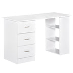 HOMCOM 47 Modern Home Office Computer Desk Bookcase Combo Writing Table Workstation with 3 Drawer and Storage Shelf - White