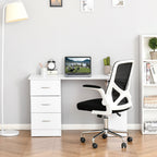 HOMCOM 47 Modern Home Office Computer Desk Bookcase Combo Writing Table Workstation with 3 Drawer and Storage Shelf - White