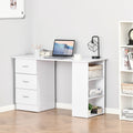 HOMCOM 47 Modern Home Office Computer Desk Bookcase Combo Writing Table Workstation with 3 Drawer and Storage Shelf - White