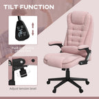 HOMCOM 6 Point Vibrating Massage Office Chair with Heat, Velvet High Back Executive Office Chair with Reclining Backrest