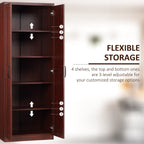 HOMCOM 63 2-Door Kitchen Pantry, Freestanding Storage Cabinet with 5-tier Shelving and 2 Adjustable Shelves for Dining Room