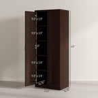 HOMCOM 63 2-Door Kitchen Pantry, Freestanding Storage Cabinet with 5-tier Shelving and 2 Adjustable Shelves for Dining Room