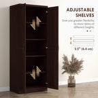 HOMCOM 63 2-Door Kitchen Pantry, Freestanding Storage Cabinet with 5-tier Shelving and 2 Adjustable Shelves for Dining Room