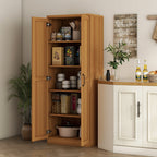 HOMCOM 63 2-Door Kitchen Pantry, Freestanding Storage Cabinet with 5-tier Shelving and 2 Adjustable Shelves for Dining Room