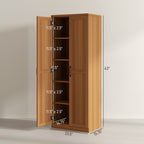 HOMCOM 63 2-Door Kitchen Pantry, Freestanding Storage Cabinet with 5-tier Shelving and 2 Adjustable Shelves for Dining Room