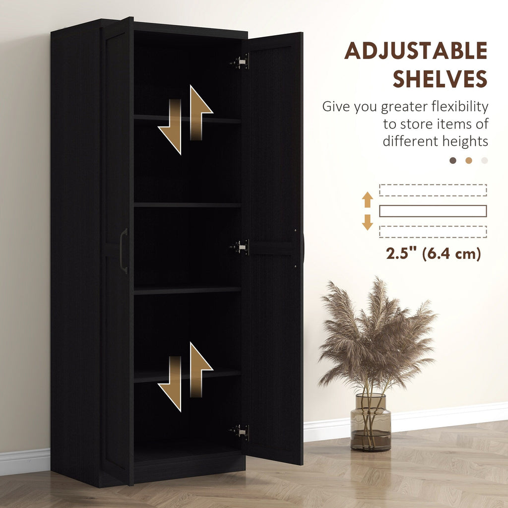 HOMCOM 63 2-Door Kitchen Pantry, Freestanding Storage Cabinet with 5-tier Shelving and 2 Adjustable Shelves for Dining Room