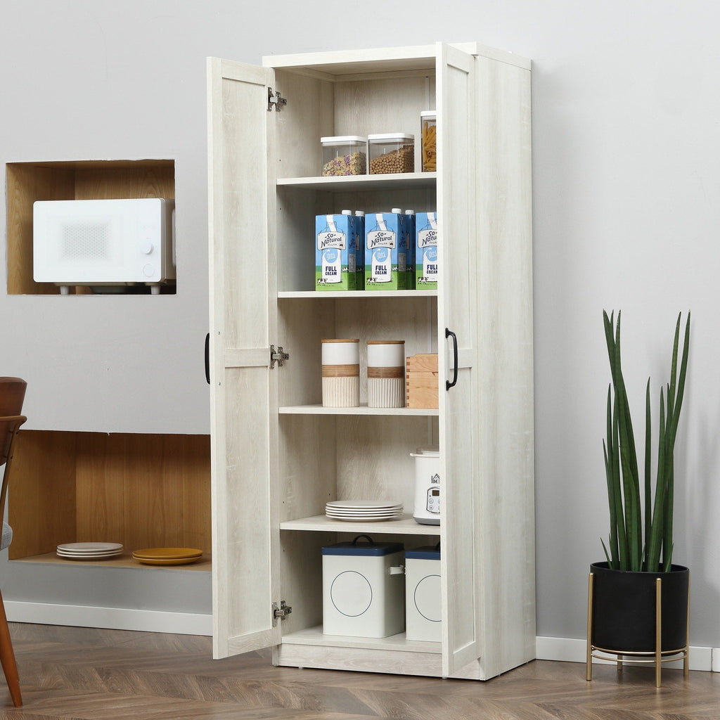 HOMCOM 63 2-Door Kitchen Pantry, Freestanding Storage Cabinet with 5-tier Shelving and 2 Adjustable Shelves for Dining Room