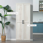 HOMCOM 63 2-Door Kitchen Pantry, Freestanding Storage Cabinet with 5-tier Shelving and 2 Adjustable Shelves for Dining Room
