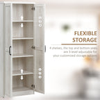 HOMCOM 63 2-Door Kitchen Pantry, Freestanding Storage Cabinet with 5-tier Shelving and 2 Adjustable Shelves for Dining Room