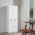 HOMCOM 72 Traditional Freestanding Kitchen Pantry Cabinet Cupboard with Doors and 3 Adjustable Shelves, White