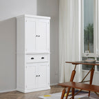 HOMCOM 72 Traditional Freestanding Kitchen Pantry Cabinet Cupboard with Doors and 3 Adjustable Shelves, White