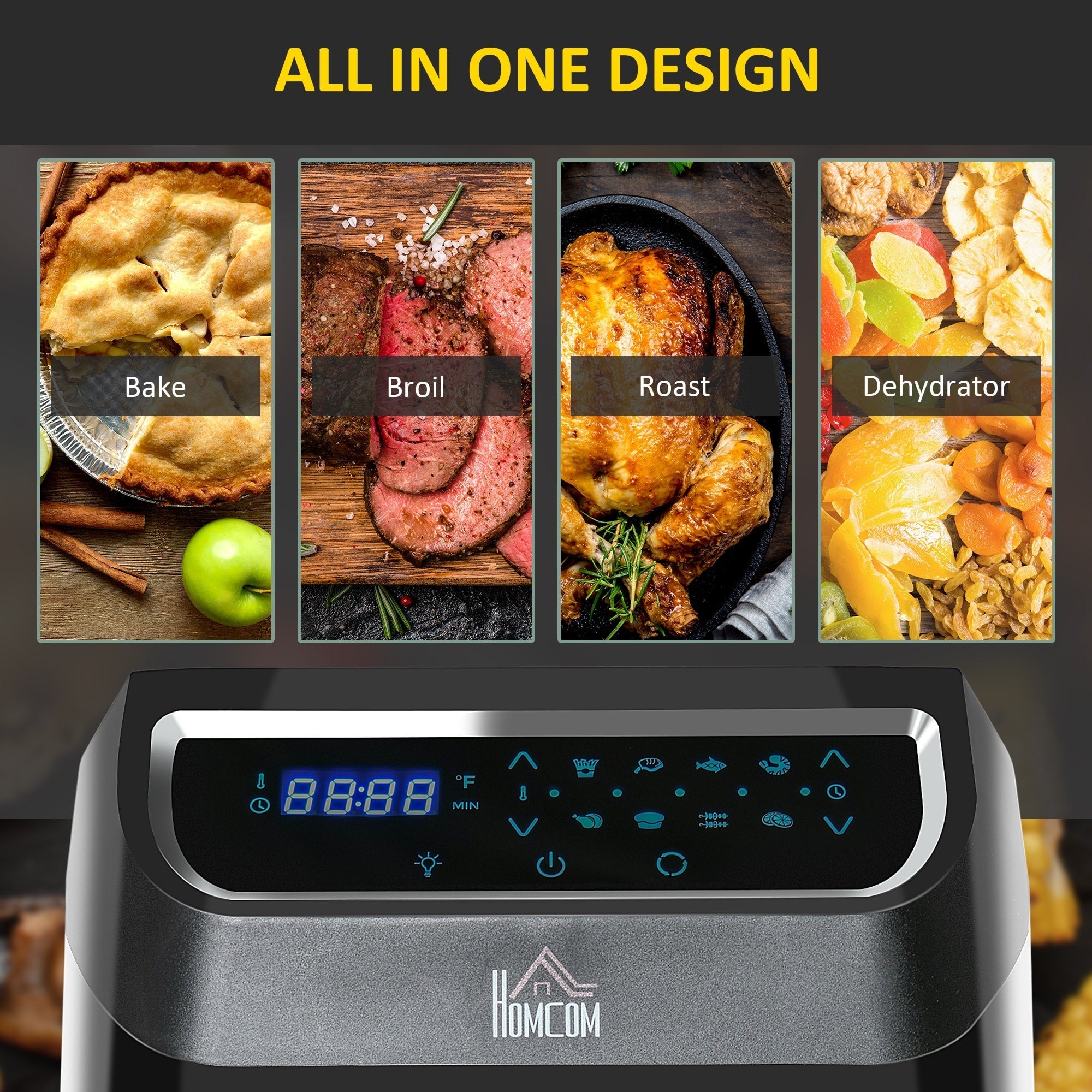 HOMCOM Large Air Fryer Oven with Family Size, Countertop Oven Cooking Gift - 12.5 x 13.25 x 14.5