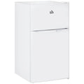 HOMCOM Double Door Mini Fridge with Freezer, 3.2 Cu.Ft Compact Refrigerator with Adjustable Shelf, Adjustable Thermostat