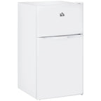 HOMCOM Double Door Mini Fridge with Freezer, 3.2 Cu.Ft Compact Refrigerator with Adjustable Shelf, Adjustable Thermostat