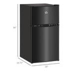 HOMCOM Double Door Mini Fridge with Freezer, 3.2 Cu.Ft Compact Refrigerator with Adjustable Shelf, Adjustable Thermostat