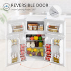 HOMCOM Double Door Mini Fridge with Freezer, 3.2 Cu.Ft Compact Refrigerator with Adjustable Shelf, Adjustable Thermostat