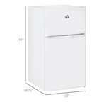 HOMCOM Double Door Mini Fridge with Freezer, 3.2 Cu.Ft Compact Refrigerator with Adjustable Shelf, Adjustable Thermostat
