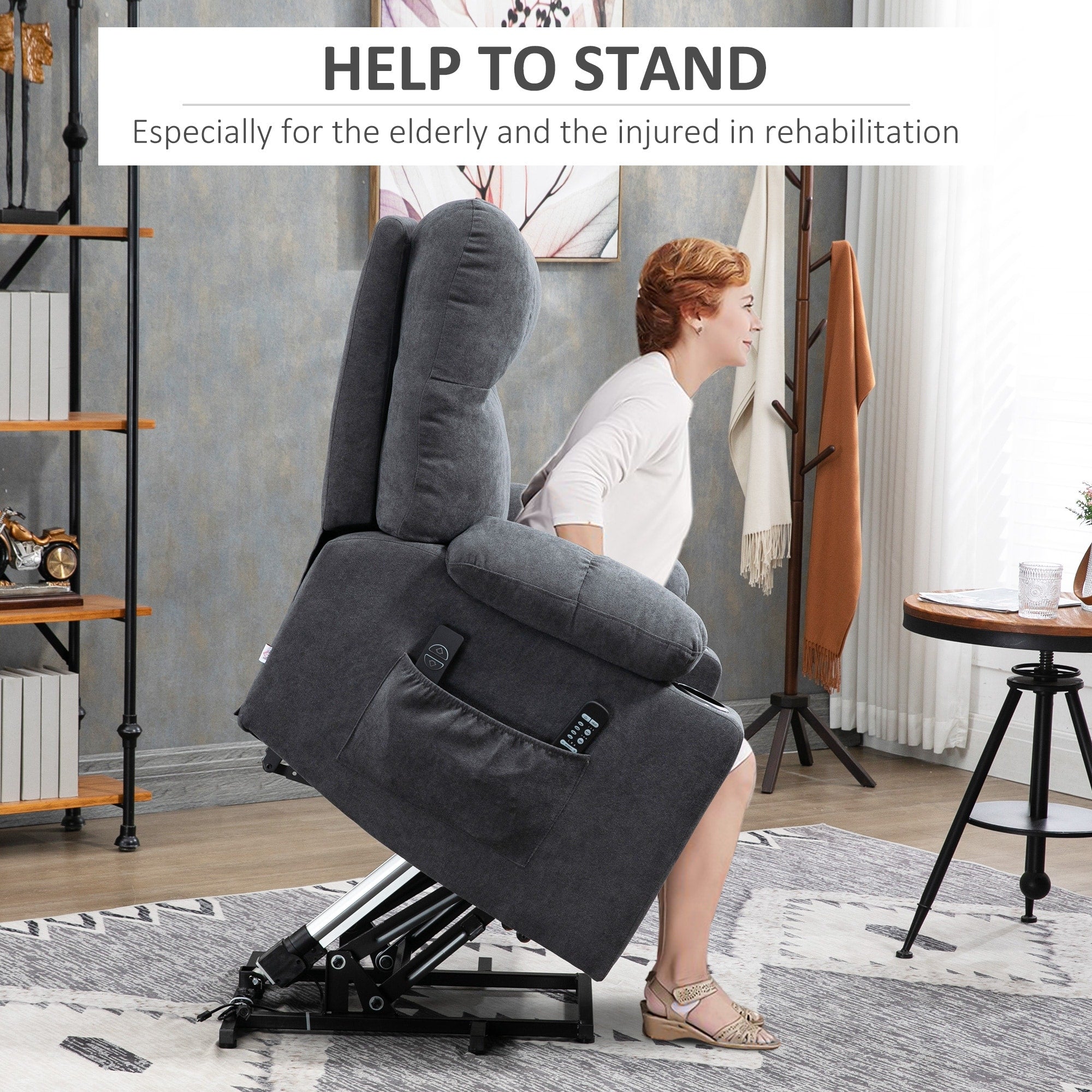 HOMCOM Electric Power Lift Chair Recliners for Elderly, Oversized Living Room Recliner Chair with Remote Control