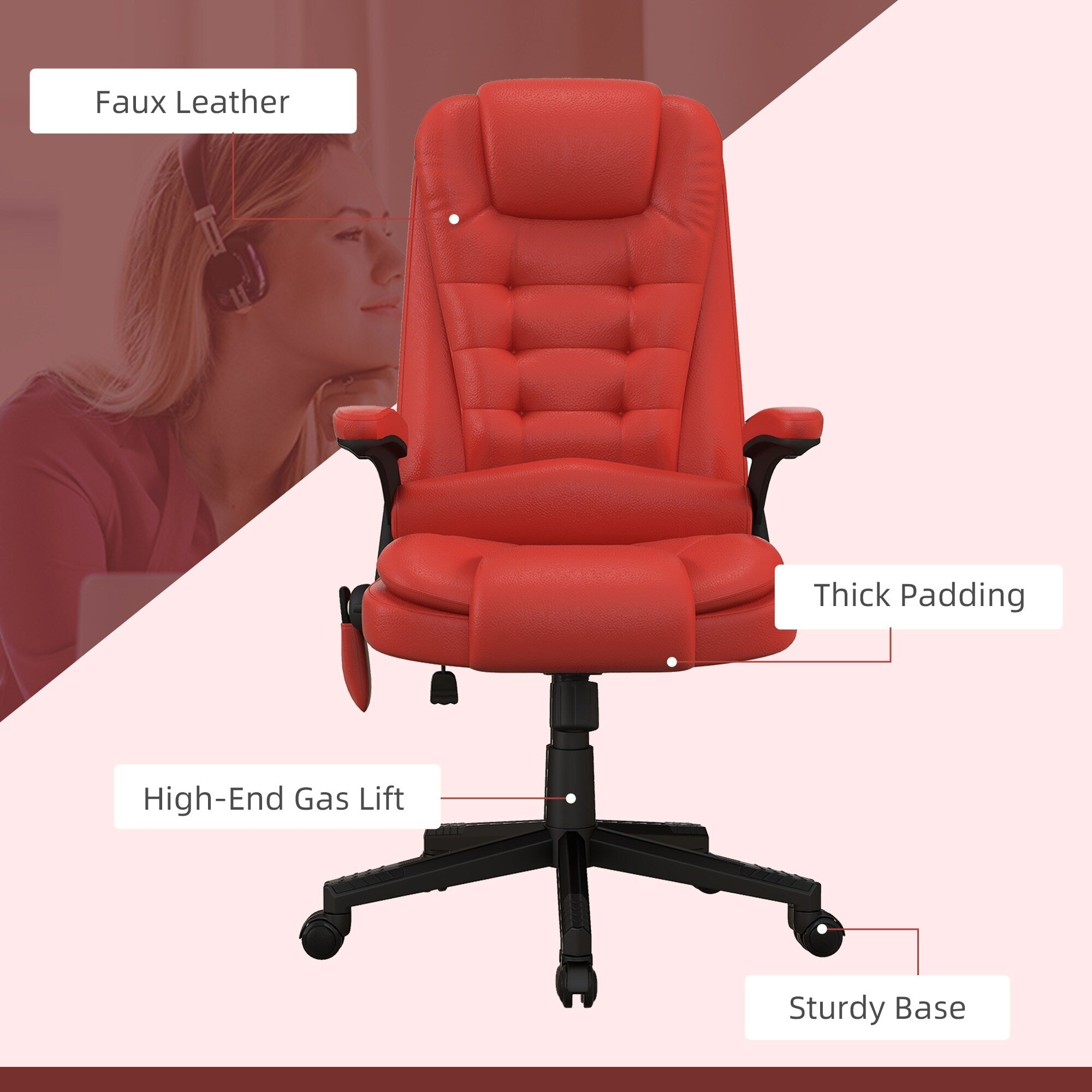 HOMCOM High Back Vibration Massage Office Chair with 6 Vibration Points, Beige