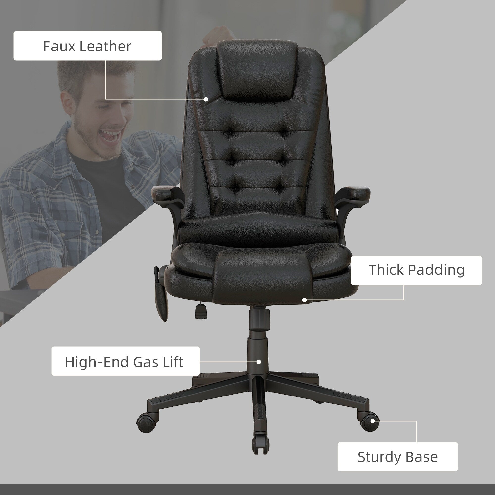HOMCOM High Back Vibration Massage Office Chair with 6 Vibration Points, Beige