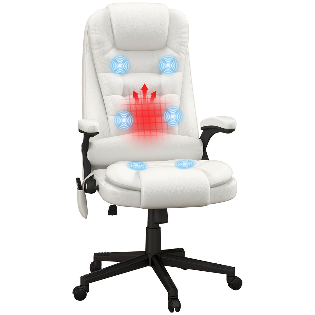 HOMCOM High Back Vibration Massage Office Chair with 6 Vibration Points, Beige