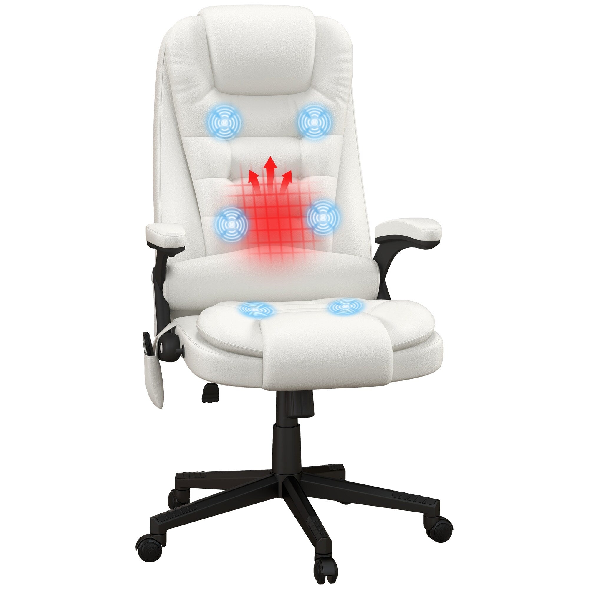 HOMCOM High Back Vibration Massage Office Chair with 6 Vibration Points, Beige