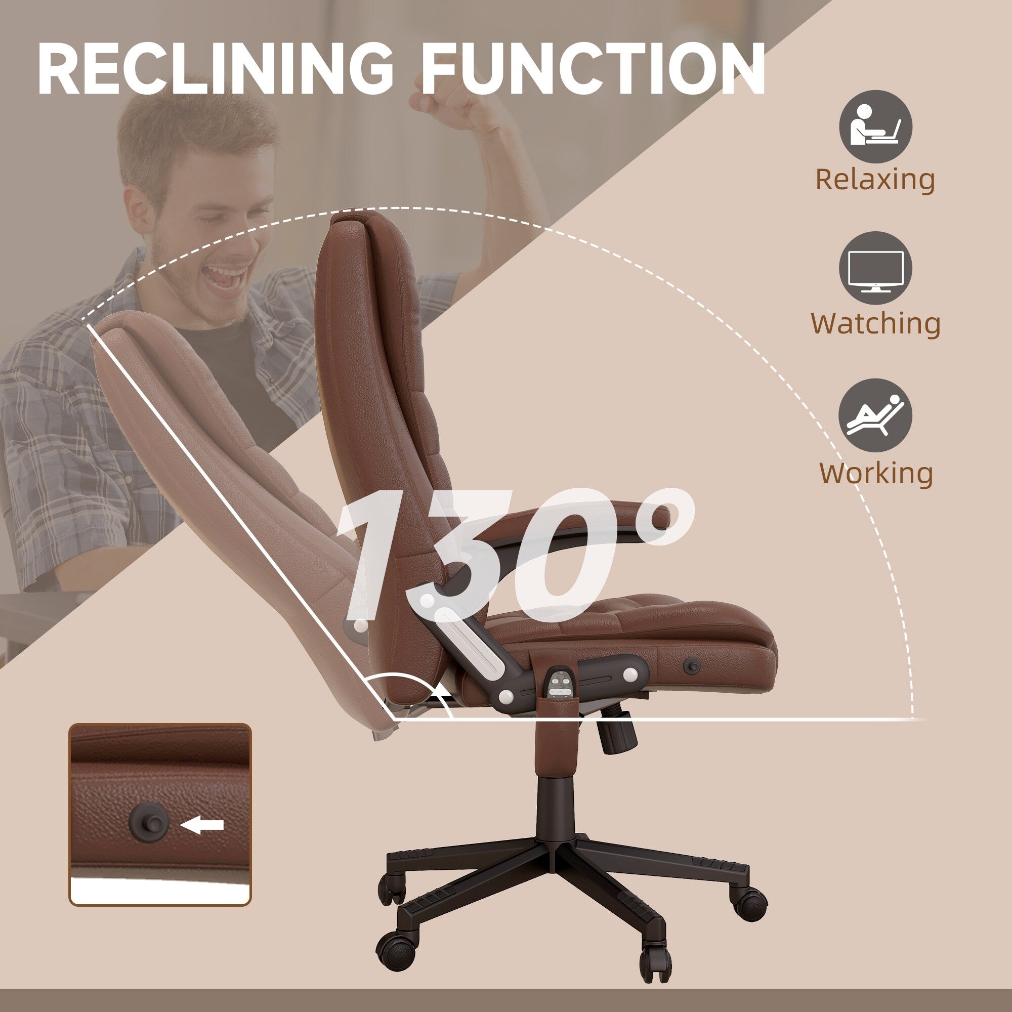 HOMCOM High Back Vibration Massage Office Chair with 6 Vibration Points, Beige