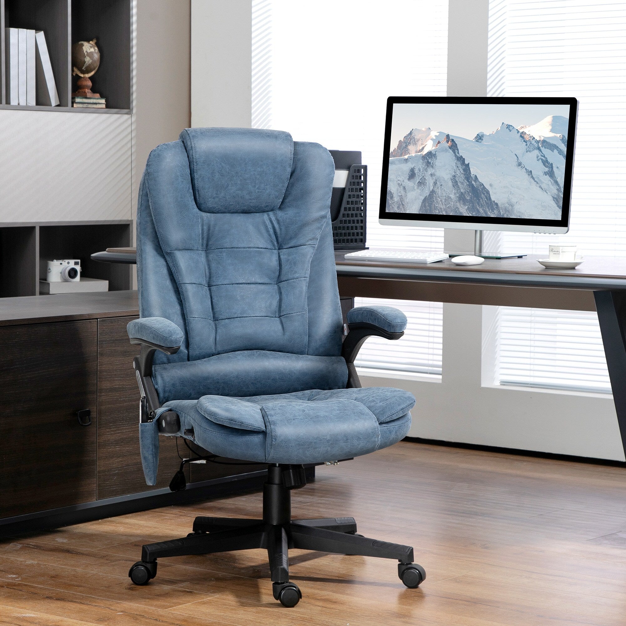 HOMCOM High Back Vibration Massage Office Chair with 6 Vibration Points, Beige