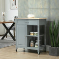 HOMCOM Kitchen Trolley, Wood Top Utility Cart on Wheels with Open Shelf and Storage Drawer for Dining Room, Kitchen