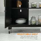 HOMCOM Kitchen Trolley, Wood Top Utility Cart on Wheels with Open Shelf and Storage Drawer for Dining Room, Kitchen