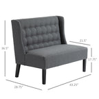 HOMCOM Linen Fabric Upholstery Double Sofa Tufted Loveseat Armless Couch Living Room Furniture with Wood Legs - 28.75*43.25*36.5