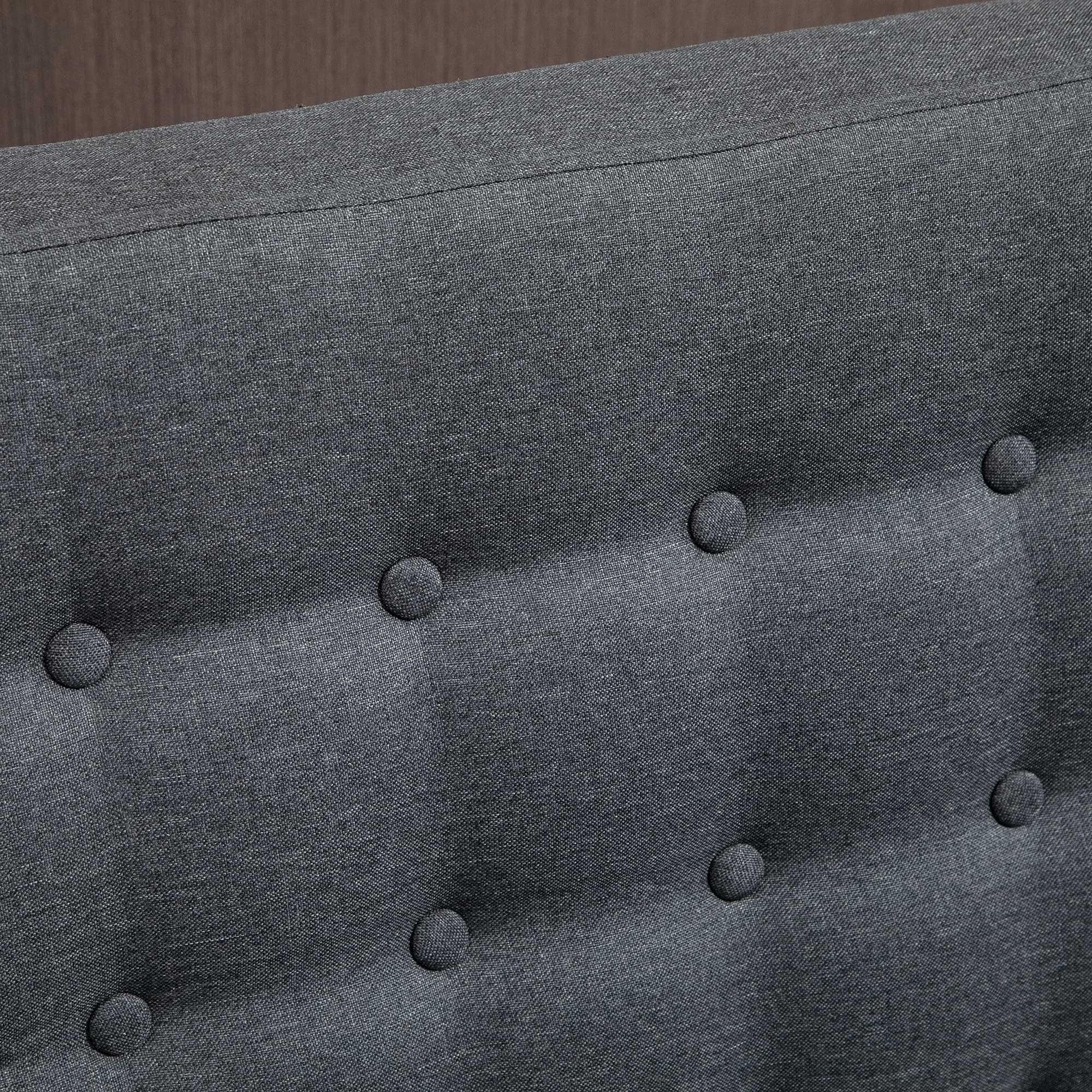 HOMCOM Linen Fabric Upholstery Double Sofa Tufted Loveseat Armless Couch Living Room Furniture with Wood Legs - 28.75*43.25*36.5