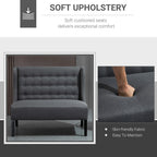 HOMCOM Linen Fabric Upholstery Double Sofa Tufted Loveseat Armless Couch Living Room Furniture with Wood Legs - 28.75*43.25*36.5