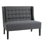 HOMCOM Linen Fabric Upholstery Double Sofa Tufted Loveseat Armless Couch Living Room Furniture with Wood Legs - 28.75*43.25*36.5