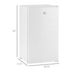 HOMCOM 3.2 Cu.Ft Mini Fridge with Freezer, Single Door Compact Refrigerator with Adjustable Thermostat for Bedroom