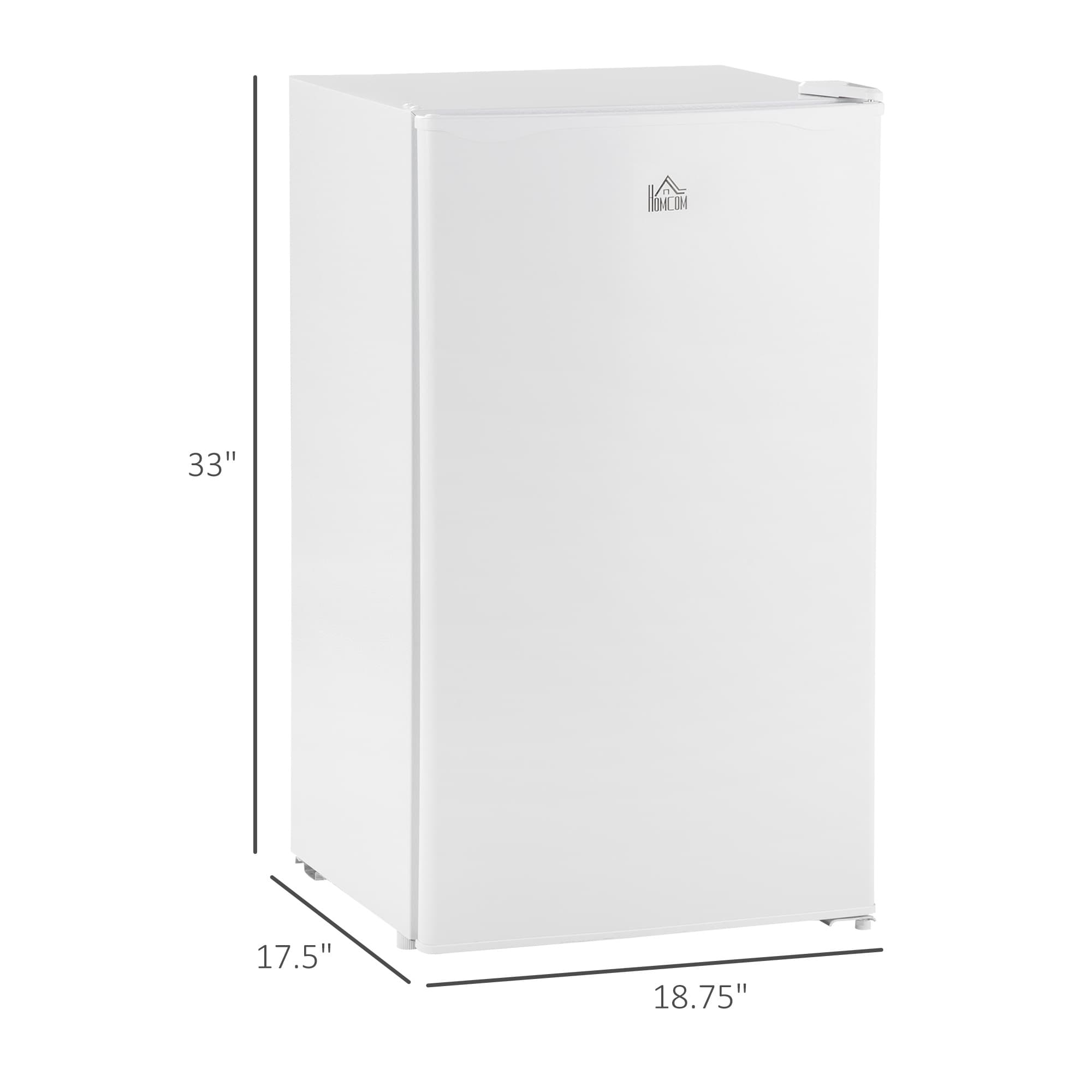 HOMCOM 3.2 Cu.Ft Mini Fridge with Freezer, Single Door Compact Refrigerator with Adjustable Thermostat for Bedroom