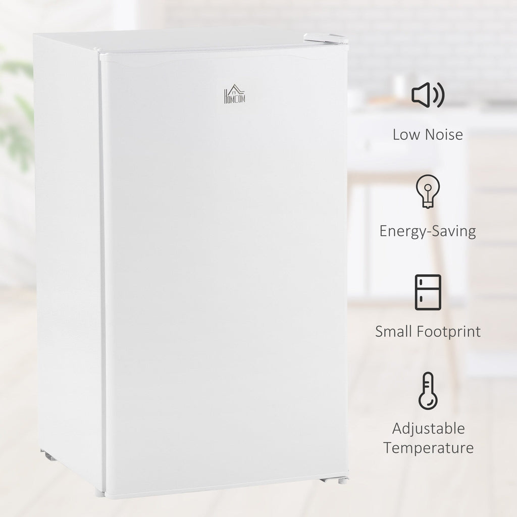 HOMCOM 3.2 Cu.Ft Mini Fridge with Freezer, Single Door Compact Refrigerator with Adjustable Thermostat for Bedroom